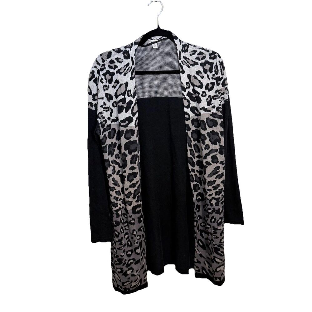 Cato Open Front Cardigan L Leopard Animal‎ Print Knit Sweater Layering